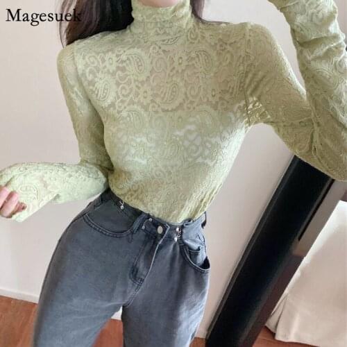 New Spring Crochet Floral Lace Blouse Shirts Women Long Sleeve Casual White Shirt Tops Perspective Sexy Female Tops Blusas 12709
