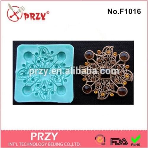 New Style Brooches Diamond Jewelry Chocolate Silicone Mold Fondant Cake Decoration Mold Soap Mold Moulds Silicone Rubber PRZY