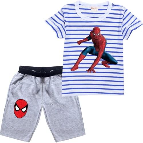 Disney new summer Spider Man European and American style cartoon print casualshort sleeve suit