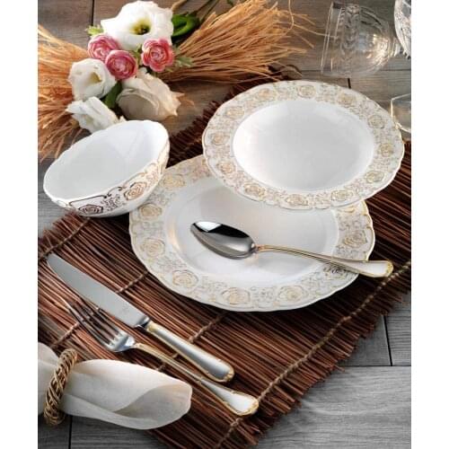 Aryıldız Royal Queen Rosemarry Porcelain 83 Pieces 12 Man Dinner Set (60005)