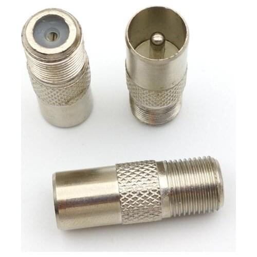 10pcs F female jack adapter to IEC PAL DVB-T TV male plug RF connector