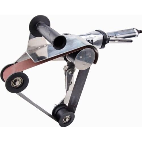 Portable Air Pneumatic Sander Belt Machine, Circular Tube Drawing Polishing Stainless Steel Wire Pipe Grinder Tool 760mm