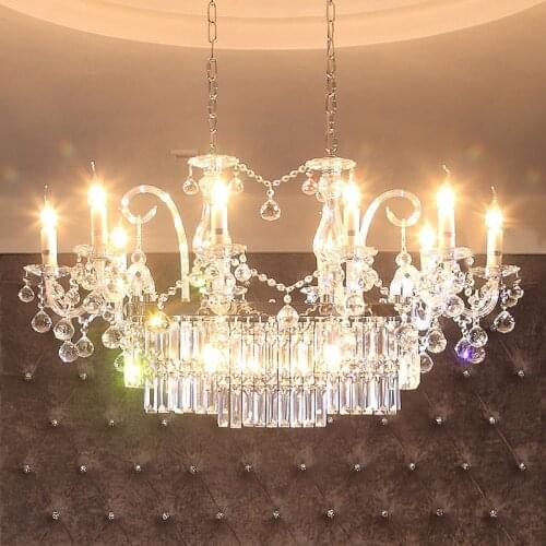 Dining room rectangular crystal chandelier led Wedding lighting hotel chandelier fixture modern sconce large led Lustre lampara