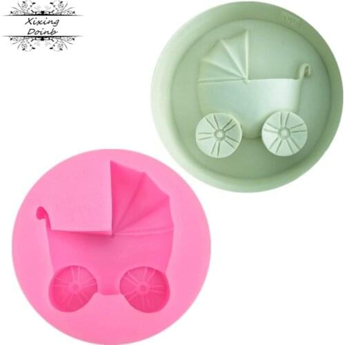 Sugar craft baby carriage silicone mold soft candy mold cake decoration tool chocolate fudge mold