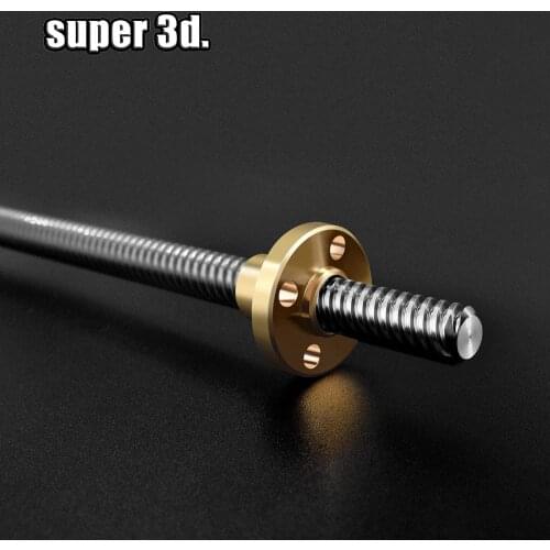 T8 Lead 8mm Lead Screw Rod Pitch 2mm Diameter 8mm 150 200 300 400 500 600mm Threaded Rods with Brass Nut for 3D Printer cnc