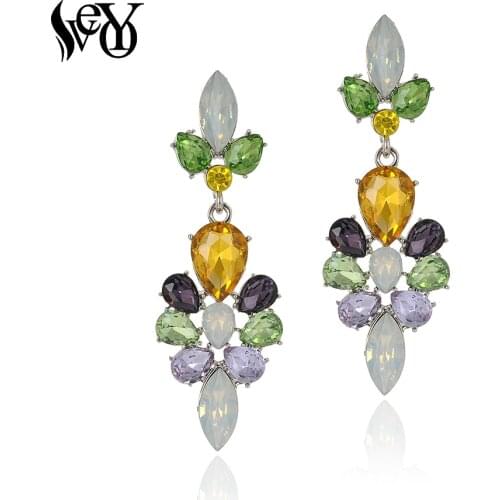 VEYO Trendy Multicolor Acrylic Crystal Drop Earrings Elegant Dangle Earrings for Women Fashion Jewelry Wholesale Gift