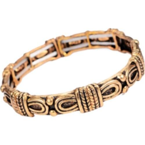 Charms Vintage Ethnic Adjustable Gold Bracelet For Women Jewelry Fashion Crystal Gold Alloy Pattern Bracelet Men Jewelry