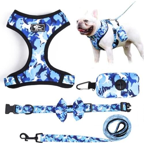 4Pcs Dog Harness Breathable Pet Harness Leash For Cat Dogs pOOP Bag Nylon Puppy Kitten Chest Strap Collar Cats Supplies