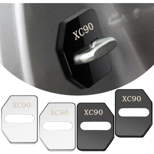 4pcs For Volvo XC90 Logo Car Door Lock Protective Cover XC40 XC60 V90 S90 Badge Latch Stop Buckle Stainless Steel Car Styling