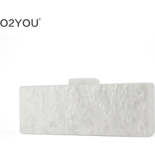 Pearl White/Black/ivory/ Three Colors 25X9 cm Or 18X10 cm Acrylic Clasp Mirror Inside Acrylic Bag Purse Wallet Lady Party Clutch