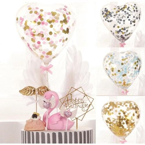 10PCS 5inch Confetti Cake Balloon Small Heart Transparent Balloon For Birthday Party Wedding Baby Shower Decor Creative Decor