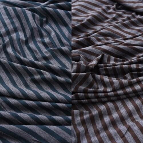 150CM Wide 300G/M Blue Brown Stripe Knitted Wool Fabric for Autumn Spring Suit Dress Jacket T-shirt H438