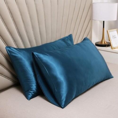 2pcs/set Pure Emulation Silk Satin Pillowcase For Bed Summer Smooth Cool Sleeping Pillowcases High Quality Envelope Pillow Cover