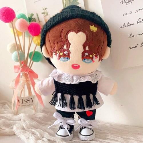 20CM Star EXO Doll Baby Clothing Vest Knitted hat shoes set Dolls Clothes Accessories toys Gift