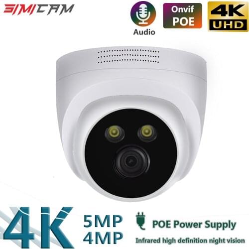 4K 8MP IP POE Video Security Camera NVR Cam Onvif H265 Audio Dome Indoorf Night Vision POE 48V DC12V 4MP 5MP Surveillance Video