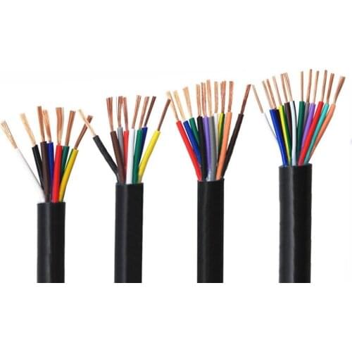 50Meters 22 AWG 0.3MM2 RVV 7 cores Pins Copper Wire Conductor Electric RVV Cable Black
