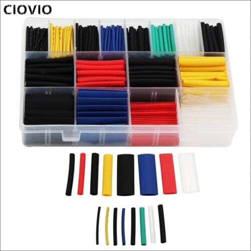580pcs Thermoresistant tube heat shrink tubing,Insulation Sleeving Polyolefin 2:1 Shrink wrapping Assorted box kit