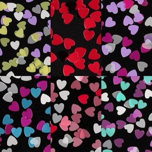 6Pcs 3MM Sweet Love Heart Shape Sparkly Nail Art Sequins Ultrathin Colorful Glitter Flakes For Polish Nails Accessories RK390093