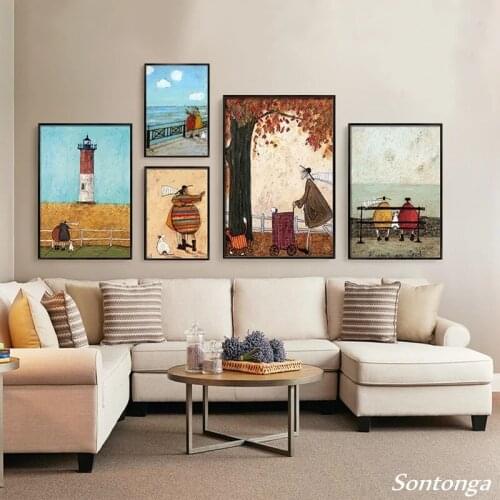 Abstract Happy Family Love Canvas Painting Vintage Posters Prints Scandinavian Nordic Wall Art Pictures for Bedroom Home Decor