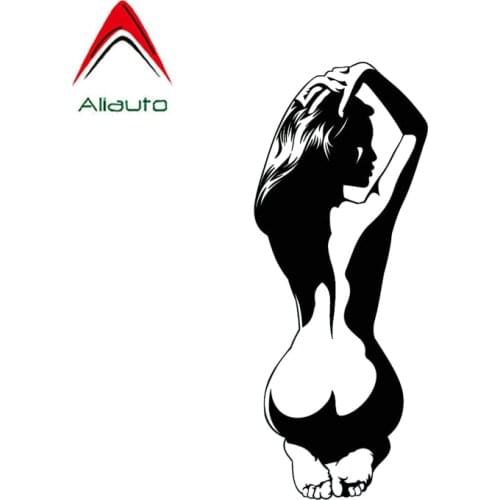 Aliauto Personality Fashion Car Sticke Naked Woman Sexy Back Girl Hotr Decor Vinyl Sunscreen Anti-UV Decal Black/Silver,5cm*14cm