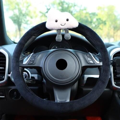 Car Accessories Cartoon Black/Pink Flaky clouds Steering Wheel Cover Natural Rubber Healthy Breathable Universal 38cm For Women
