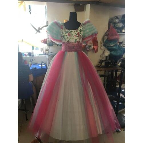 Freeship bubble ruffled sleeve rainbow ball gown venice medieval dress Renaissancequeen dress Victorian cosplay ball gown Belle