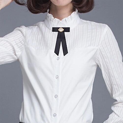 SUQI 6 PCS New Fashion Womens Ribbon Bow Neck Tie Brooches Pins Jewelry For Women Brooch Tie For Students Girls Ceremony 2021