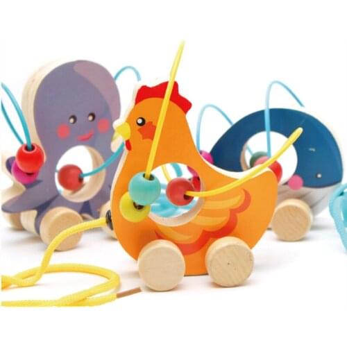 Childrens Animal Bead Toys Wooden Educational Early Education Toy To Improve Baby Hand-Eye Coordination Building Blocks Gift