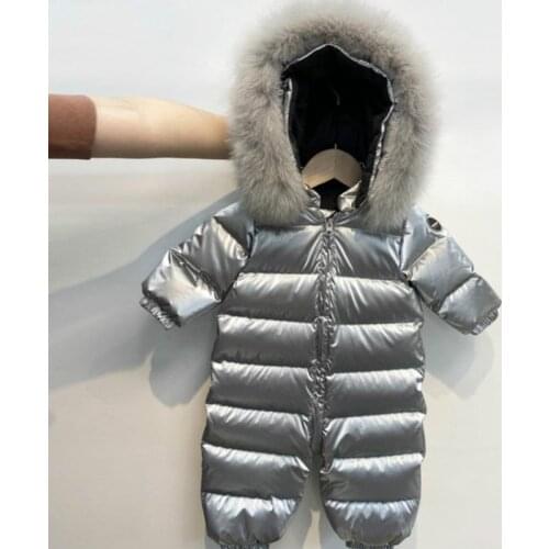 -30 Degree Russian Winter Baby Snowsuit Real Fur Waterproof Baby Boys Winter Rompers Newborn Jumpsuit Toddler Snow Suit