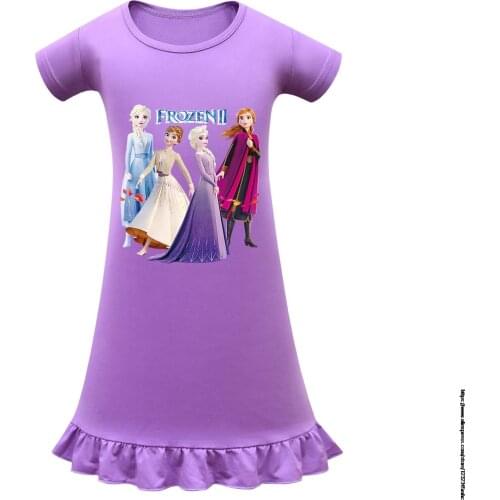 Disney Frozen Elsa Princess Night Dress Home Wear Sleepwear Childrens Nightdress Girls Cartoon Nightgowns Kids Cotton Pajamas