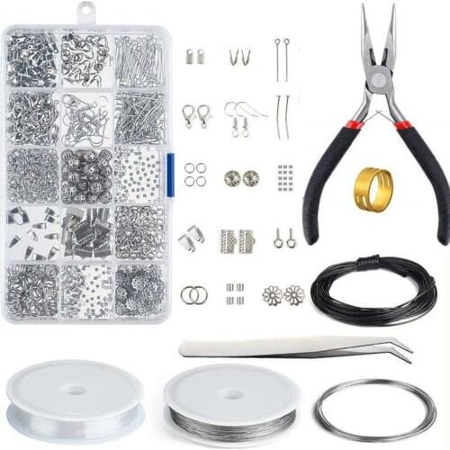 DIY 15 Gears Accessories Jewelry findings Set Jewelry Making Tools Wire Open Jump Rings Earring Hook Jewelry Making Supplies Kit