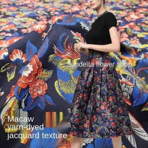 Designer sewing jacquard fabric Tropical rainforest macaw jacquard skirt fabric cheongsam Tang suit windbreaker brocade fabric
