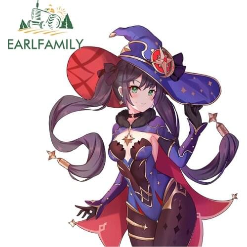 EARLFAMILY 13cm x 11.1cm For Genshin Impact Waterproof Car Stickers Anime Decal Sunscreen Motorcycle Decals Scratch-Proof