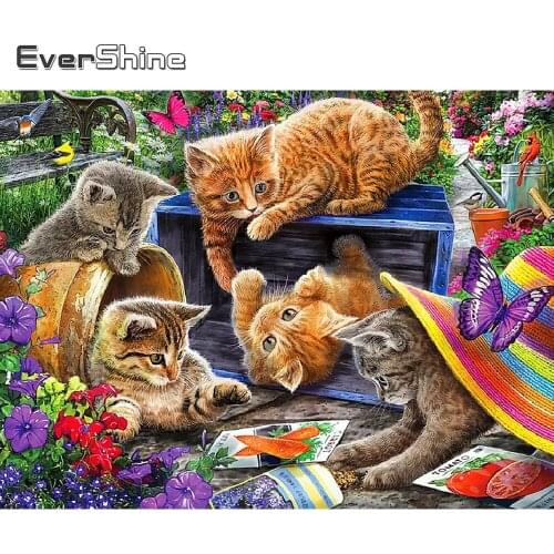 Evershine Diamond Painting Cat New Arrival Diamond Embroidery Animal Cross Stitch Kits Mosaic Needlework DIY Handmade Gift