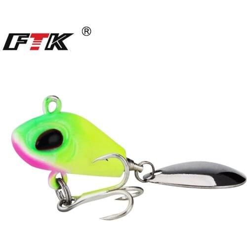 FTK Mini Vib Spoon lure 10G/15G Metal Fishing Lures Sequins Spinner Vibration Hard Winter Ice Fishing Bait Pesca Jigging Tackle
