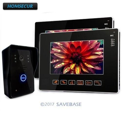 HOMSECUR 9" Color Touch Panel Monitor Video Doorphone Doorbell Intercom System IR Camera 1V2