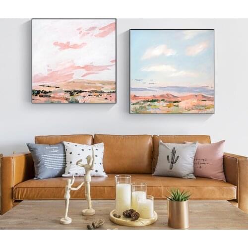 Modern pink sky Landscape Canvas painitng Posters and Prints Nordic Square Home Decoration Wall Art Painting Living Room Bedroom
