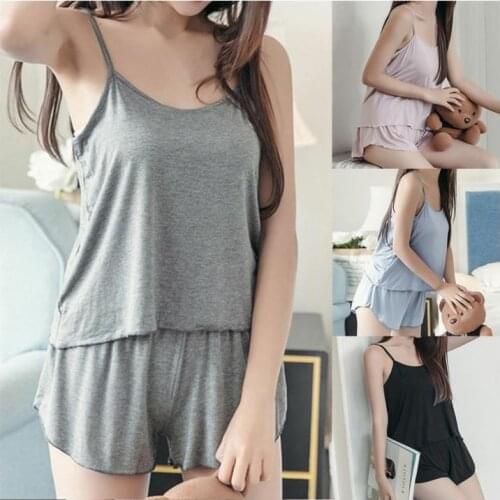 2 Piece Set Sleepwear for Women Comfortable Pyjamas Sexy Pajamas Ladies Home Clothes Sleeveless Leisure Wear