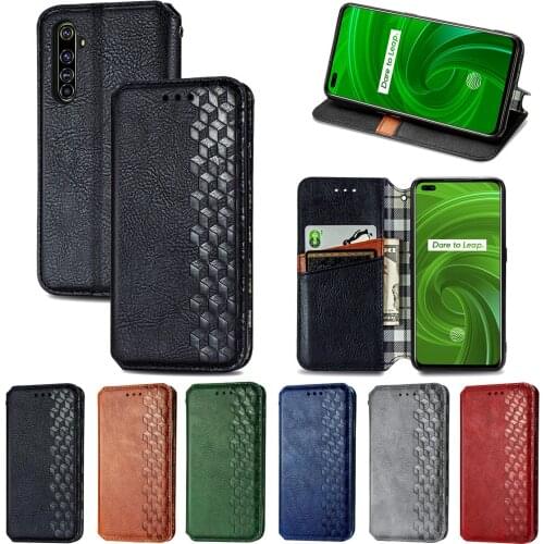A91 Case Flip Leather Wallet Case For OPPO A9 A5 2020 F15 Realme 6 6i X50 Reno3 A Pro Soft TPU Magnetic Suction Mobile Phone Bag