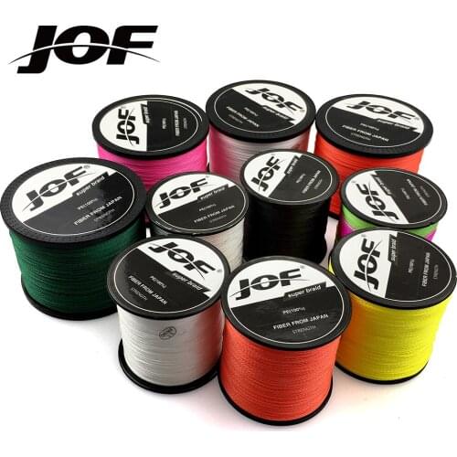 JOF 8 Strands 1000M 500M 300M 100M Multicolor Braided Fishing Line Carp Fishing Weave Extreme 100% PE