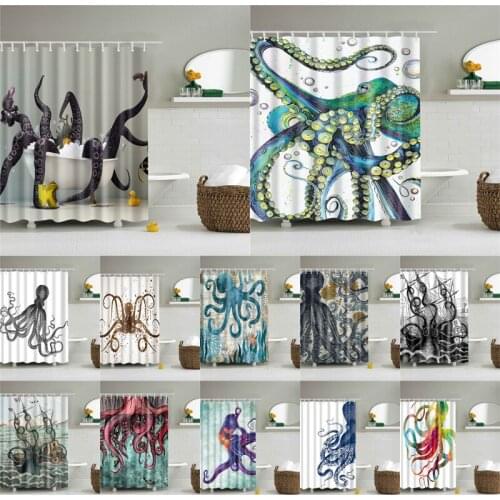 Fashion Printing Octopus Shower Curtain Waterproof Polyester Shower Curtains Color Bathroom Custom Shower Curtains Dropshipping