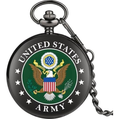 2020 New Fashion US Army Eagle Quartz Pocket Watch with Chain Retro Men Women Steampunk Pendant Necklace Clock Souvenir Gifts