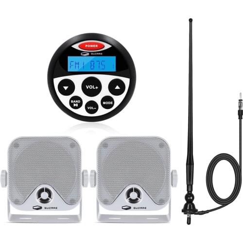 Marine Stereo Audio Bluetooth Receiver Radio FM AM Car MP3 Player+4" Waterproof Marine Speaker+Antenna For Pool ATV Motorcycle
