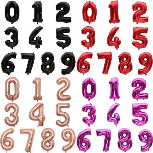 32inch Rose Gold Silver Red Pink Number Balloon Inflatable Air Ball Figure Digit Foil Birthday Party Wedding Decoration Ball