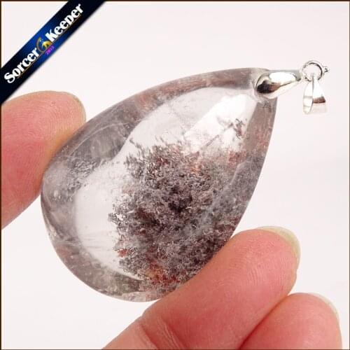 Real Natural Reiki Minerals Healing Green Phantom Quartz Crystal Necklace Pendant Birthday Party Gift for Jewelry Making TS141