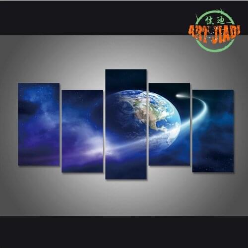 New 5 Pieces/sets Canvas Art 5 panel HD Universe Earth Space Canvas Paintings Decorations For Home Wall Art Prints Canvas \C-563