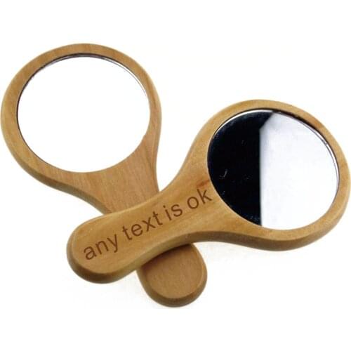 Personalized Wooden Cosmetic Mirror Engrave Professional Health Custom Wooden Handle Hold Beauty Party Logo Wedding Girl Gift