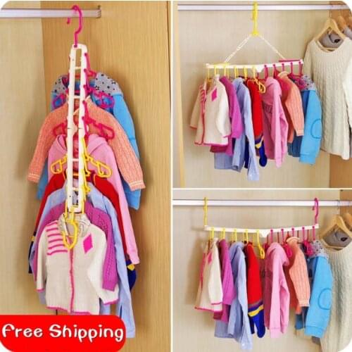 Japan Style Adult Child Plastic Hanger Windproof Slip-resistant Multifunctional Folding Drying Rack Baby Clothes Hanger