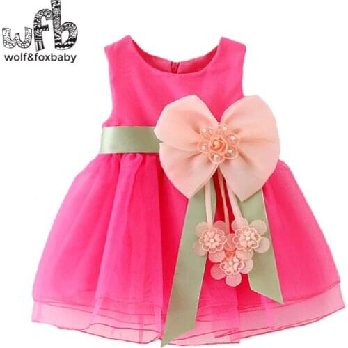 Retail 1-4 years dress sleeveless Bubble solid color flowers kids children spring summer autumn fall