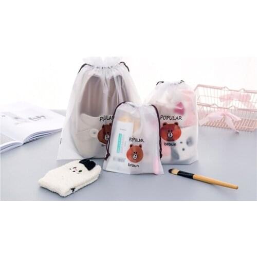 1PC Transparent Cosmetic Bag Cute Travel Waterproof Makeup Case Bath Drawstring Organizer Toiletry Wash Beauty Kit Storage Pouch